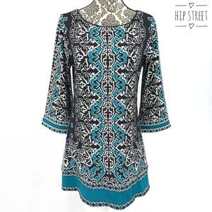 WHBM LS Stretch Print Mini Dress M